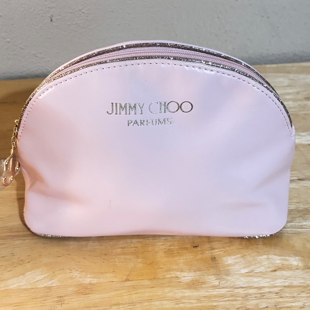 Jimmy Choo Cosmetic Bag Women OS Pink Dome Glitter Trim CH003G112USA